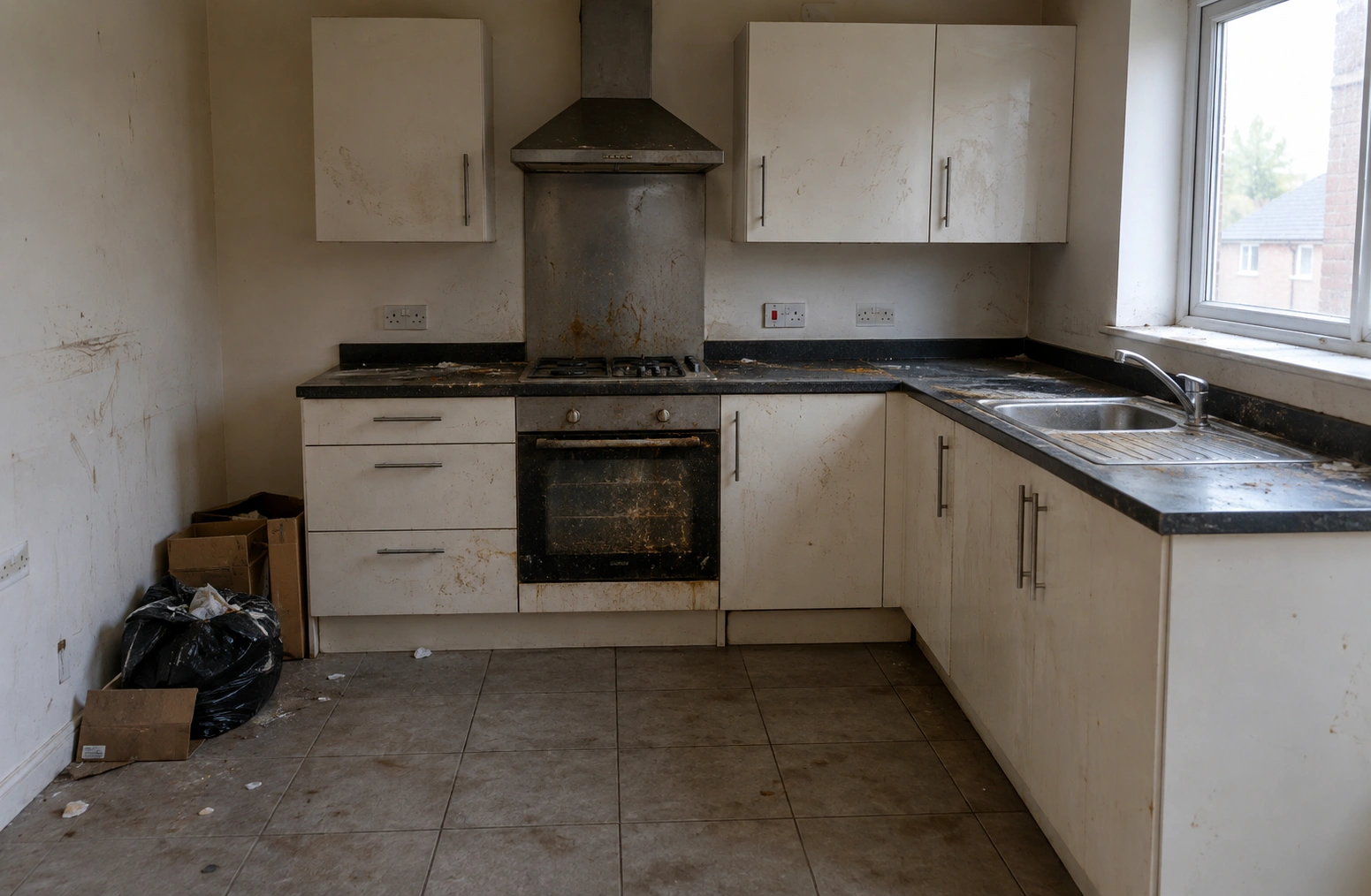 End of tenancy property before professional cleaning
